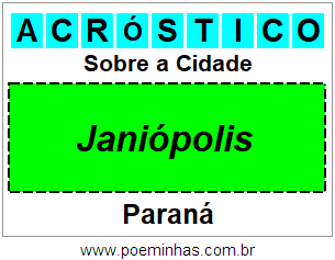 Acróstico Para Imprimir Sobre a Cidade Janiópolis