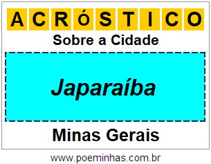 Acróstico Para Imprimir Sobre a Cidade Japaraíba