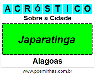 Acróstico Para Imprimir Sobre a Cidade Japaratinga