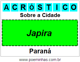 Acróstico Para Imprimir Sobre a Cidade Japira