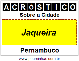 Acróstico Para Imprimir Sobre a Cidade Jaqueira