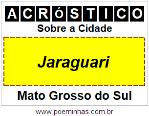 Acróstico Para Imprimir Sobre a Cidade Jaraguari