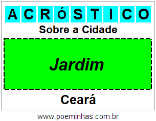 Acróstico Para Imprimir Sobre a Cidade Jardim