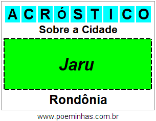 Acróstico Para Imprimir Sobre a Cidade Jaru