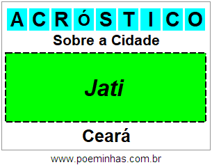 Acróstico Para Imprimir Sobre a Cidade Jati