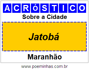 Acróstico Para Imprimir Sobre a Cidade Jatobá