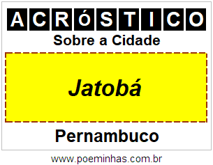 Acróstico Para Imprimir Sobre a Cidade Jatobá