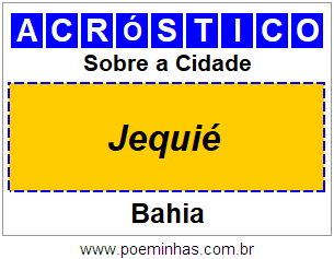 Acróstico Para Imprimir Sobre a Cidade Jequié