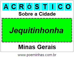 Acróstico Para Imprimir Sobre a Cidade Jequitinhonha