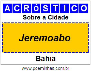 Acróstico Para Imprimir Sobre a Cidade Jeremoabo