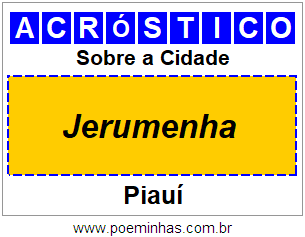 Acróstico Para Imprimir Sobre a Cidade Jerumenha