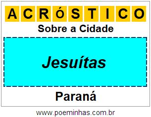 Acróstico Para Imprimir Sobre a Cidade Jesuítas