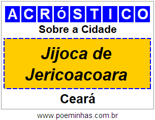 Acróstico Para Imprimir Sobre a Cidade Jijoca de Jericoacoara