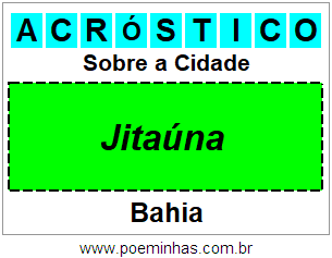 Acróstico Para Imprimir Sobre a Cidade Jitaúna