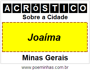 Acróstico Para Imprimir Sobre a Cidade Joaíma