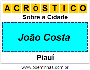 Acróstico Para Imprimir Sobre a Cidade João Costa