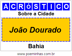 Acróstico Para Imprimir Sobre a Cidade João Dourado