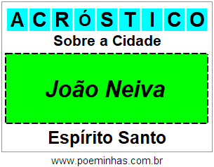 Acróstico Para Imprimir Sobre a Cidade João Neiva