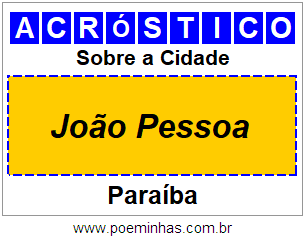 Acróstico Para Imprimir Sobre a Cidade João Pessoa