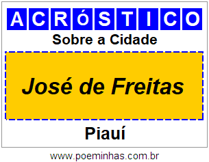 Acróstico Para Imprimir Sobre a Cidade José de Freitas