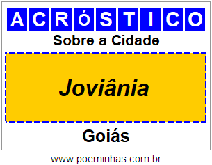 Acróstico Para Imprimir Sobre a Cidade Joviânia