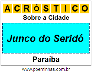 Acróstico Para Imprimir Sobre a Cidade Junco do Seridó