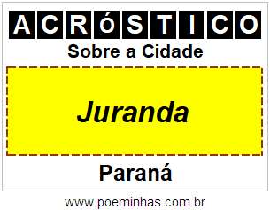 Acróstico Para Imprimir Sobre a Cidade Juranda