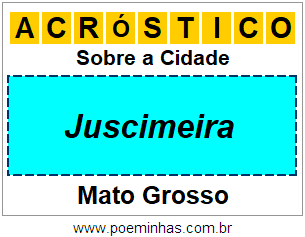 Acróstico Para Imprimir Sobre a Cidade Juscimeira