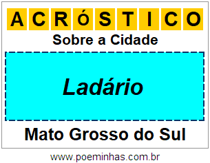 Acróstico Para Imprimir Sobre a Cidade Ladário