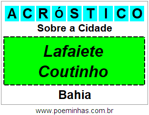 Acróstico Para Imprimir Sobre a Cidade Lafaiete Coutinho