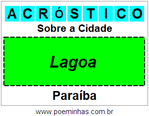 Acróstico Para Imprimir Sobre a Cidade Lagoa