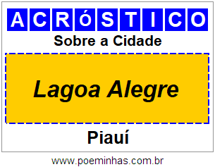 Acróstico Para Imprimir Sobre a Cidade Lagoa Alegre