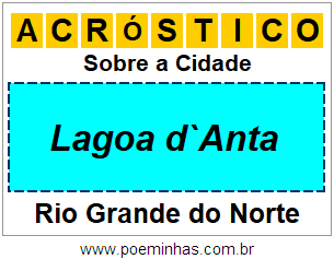 Acróstico Para Imprimir Sobre a Cidade Lagoa d`Anta