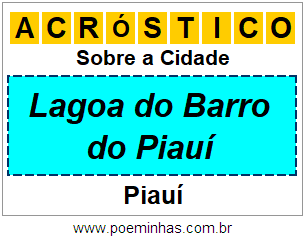 Acróstico Para Imprimir Sobre a Cidade Lagoa do Barro do Piauí