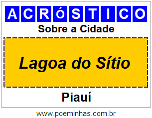 Acróstico Para Imprimir Sobre a Cidade Lagoa do Sítio