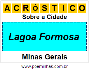 Acróstico Para Imprimir Sobre a Cidade Lagoa Formosa