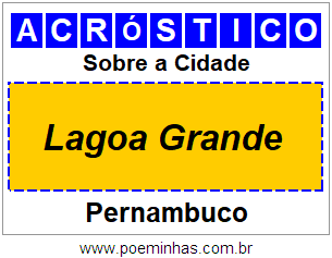 Acróstico Para Imprimir Sobre a Cidade Lagoa Grande