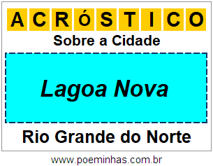 Acróstico Para Imprimir Sobre a Cidade Lagoa Nova