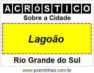 Acróstico Para Imprimir Sobre a Cidade Lagoão