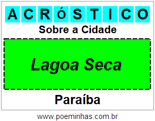 Acróstico Para Imprimir Sobre a Cidade Lagoa Seca