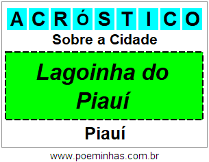 Acróstico Para Imprimir Sobre a Cidade Lagoinha do Piauí