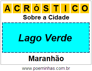 Acróstico Para Imprimir Sobre a Cidade Lago Verde