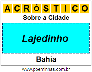 Acróstico Para Imprimir Sobre a Cidade Lajedinho