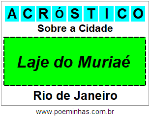 Acróstico Para Imprimir Sobre a Cidade Laje do Muriaé