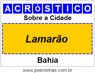 Acróstico Para Imprimir Sobre a Cidade Lamarão