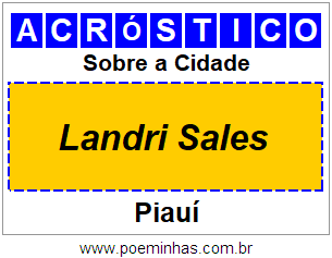 Acróstico Para Imprimir Sobre a Cidade Landri Sales