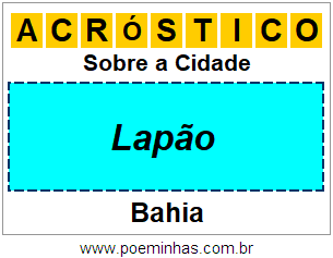 Acróstico Para Imprimir Sobre a Cidade Lapão