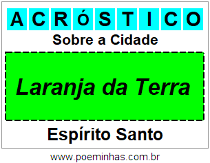 Acróstico Para Imprimir Sobre a Cidade Laranja da Terra