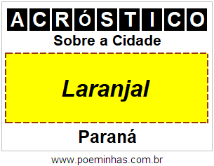 Acróstico Para Imprimir Sobre a Cidade Laranjal