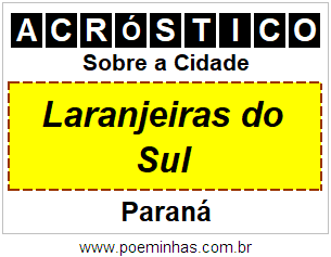 Acróstico Para Imprimir Sobre a Cidade Laranjeiras do Sul